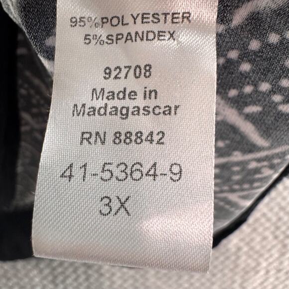 Catherines Top Womens 3X Black White Liquid Knit Stretch V-Neck Half Sleeve - Picture 12 of 13